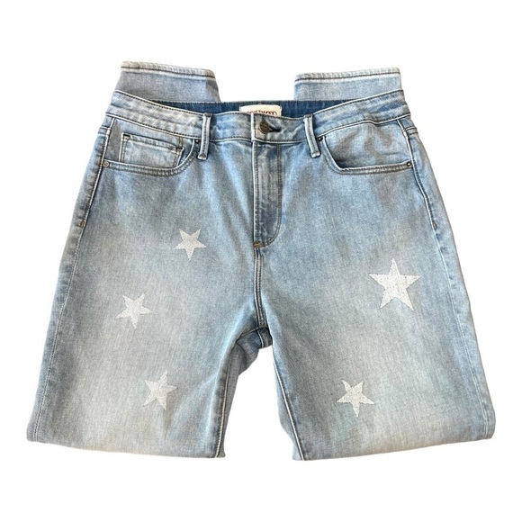 Driftwood Jackie High Rise Light Wash Star Print Straight Leg Jeans Women’s 29 - Picture 7 of 12
